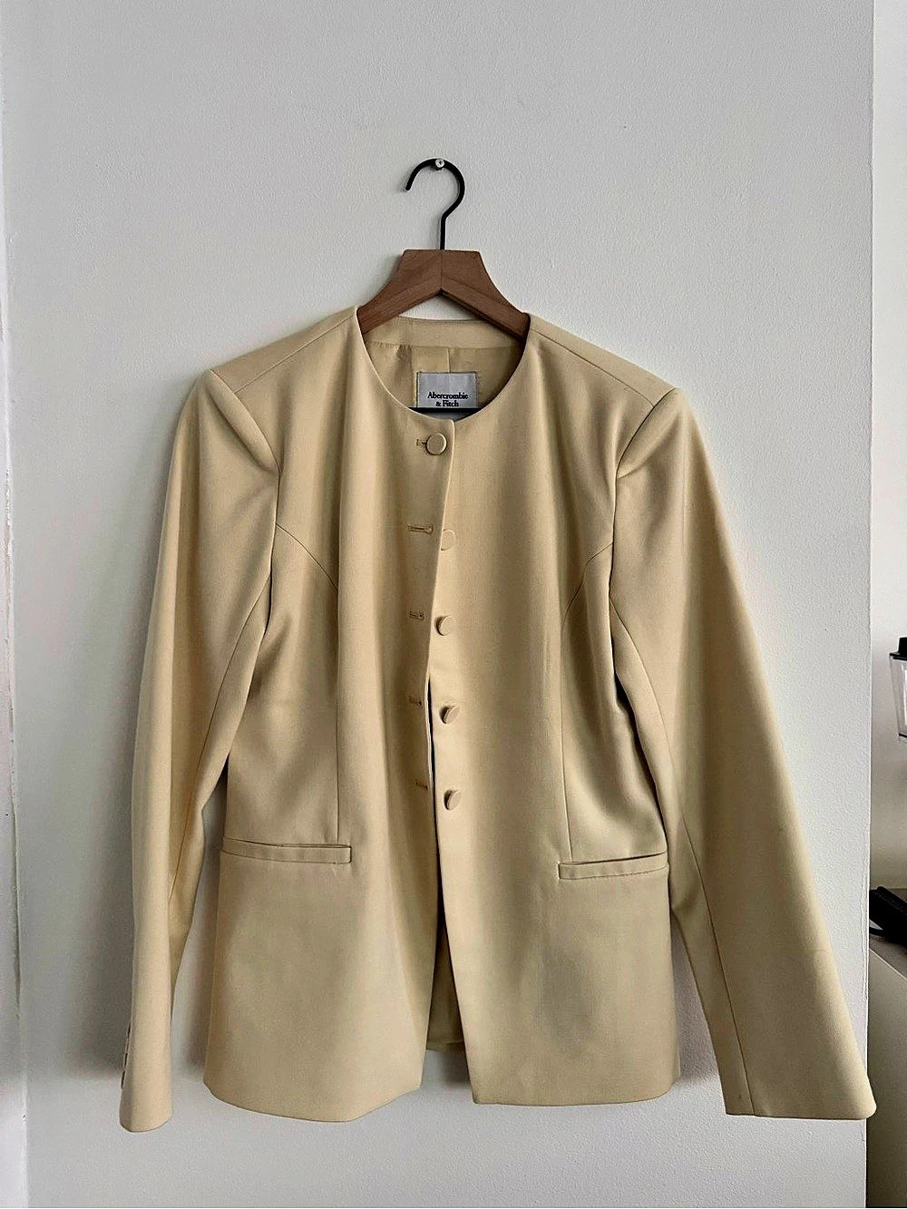 Abercrombie & Fitch Collarless Blazer Women'Small Beige Size Small